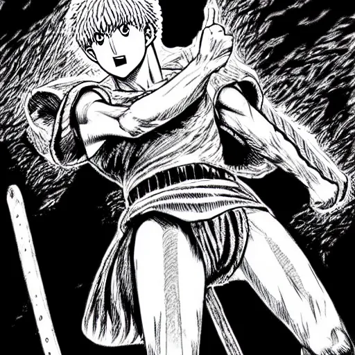 Image similar to Giga chad in berserk manga by Kentaro Miura