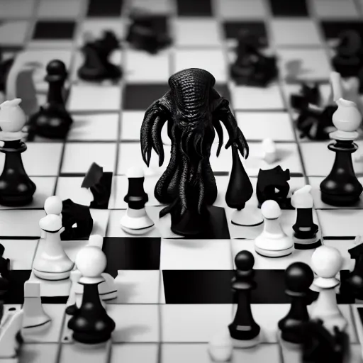 Prompt: cthulhu playing chess, hyper realistic, octane render, 4 k