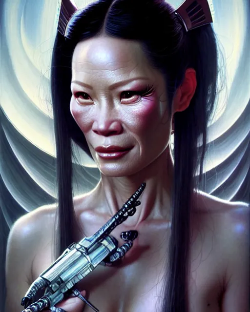 Prompt: beautiful gemini fantasy character portrait, lucy liu kill bill, scorpion, ultra realistic, wide angle, intricate details, total recall artifacts, highly detailed by peter mohrbacher, hajime sorayama, wayne barlowe, boris vallejo, aaron horkey, gaston bussiere, craig mullins