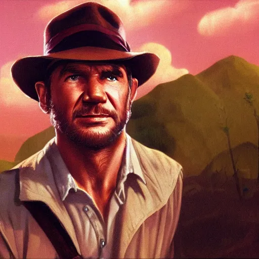 Image similar to Indiana Jones and The Legend of Zelda Link by Raphael, Hopper, and Rene Magritte. detailed, romantic, enchanting, trending on artstation.