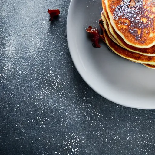 Image similar to food photography of pancakes and bacon, award winning, 8 k, ultrahd, hd, studio lighting, dof, bokeh