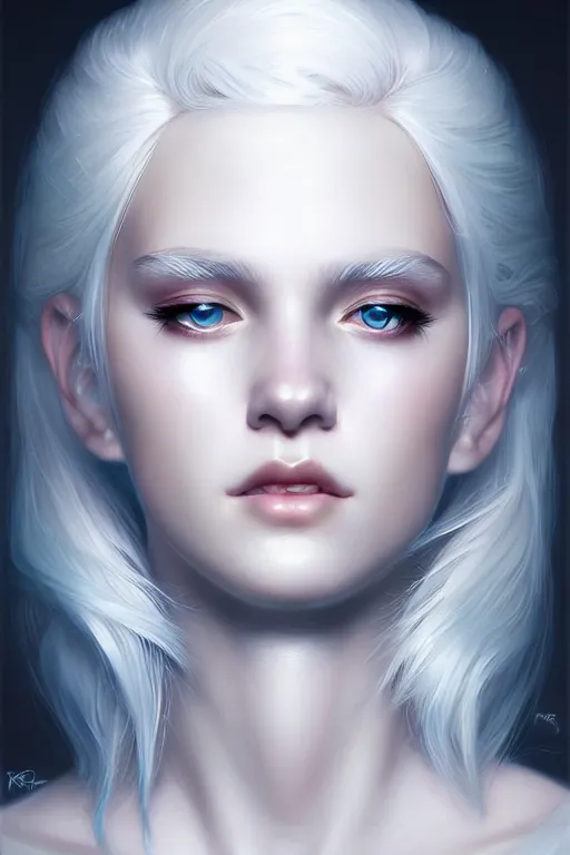 Prompt: teen girl, white hair, gorgeous, amazing, elegant, intricate, highly detailed, digital painting, artstation, concept art, sharp focus, illustration, art by Ross tran and kuvshinov, photography portrait by Paolo Roversi