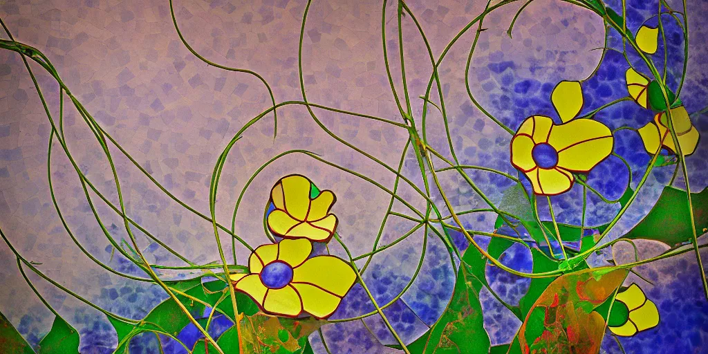 Image similar to morning glory flower, by gaudi and hong gil - dong