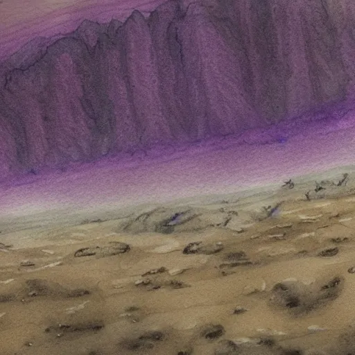 Prompt: a beautiful landscape of an alien planet, with strange terrain not found on earth, watercolor over graphite on vellum golden accented