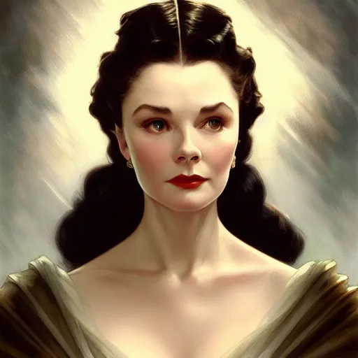 Image similar to Vivien Leigh in Gone With the Wind, D&D, fantasy, intricate, elegant, highly detailed, digital painting, artstation, concept art, matte, sharp focus, illustration, art by Artgerm and Greg Rutkowski and Alphonse Mucha