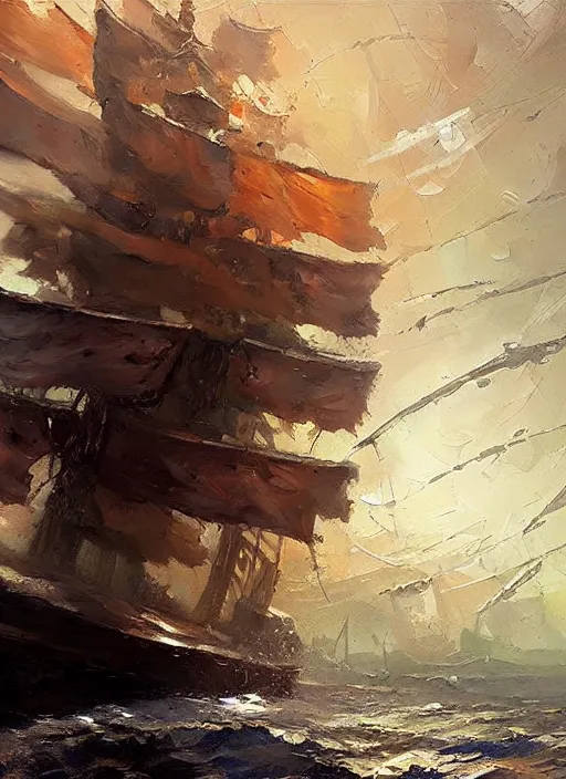 Prompt: oil painting with heavy impasto of a pirate ship and its captain, cosmic horror painting, elegant intricate artstation concept art by craig mullins detailed