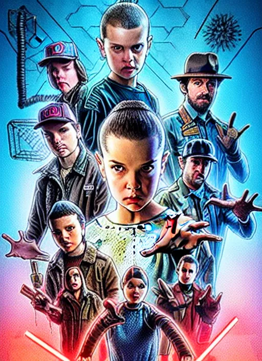 prompthunt: Stranger Things Season 5 Poster, high resolution, hyper  detailed, intricate, photorealistic, all cast members, netfilx !n-9