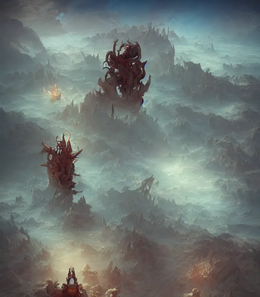 Image similar to a powerful necromancer in a merciless desert, flickering air, hot sun from above, clouds in the sky, the feeling of dread and existential terror, style of peter mohrbacher, perspective from the side, octane render, unreal engine, 8k high definition