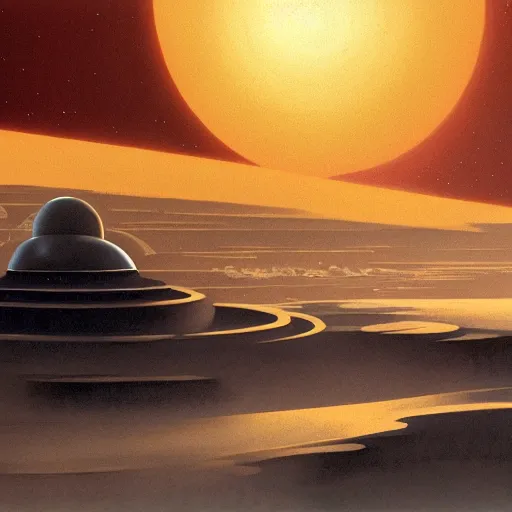 Image similar to a beautiful painting of tatooine in star wars, by ralph mcquarrie, 4 k wallpaper, concept art, illustration, detailed