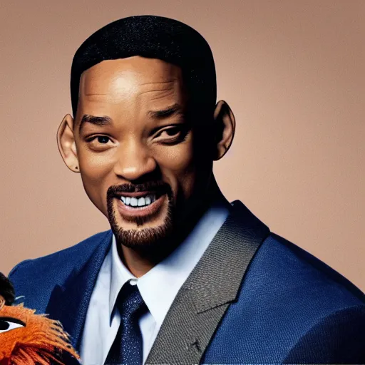 Prompt: will smith as a muppets