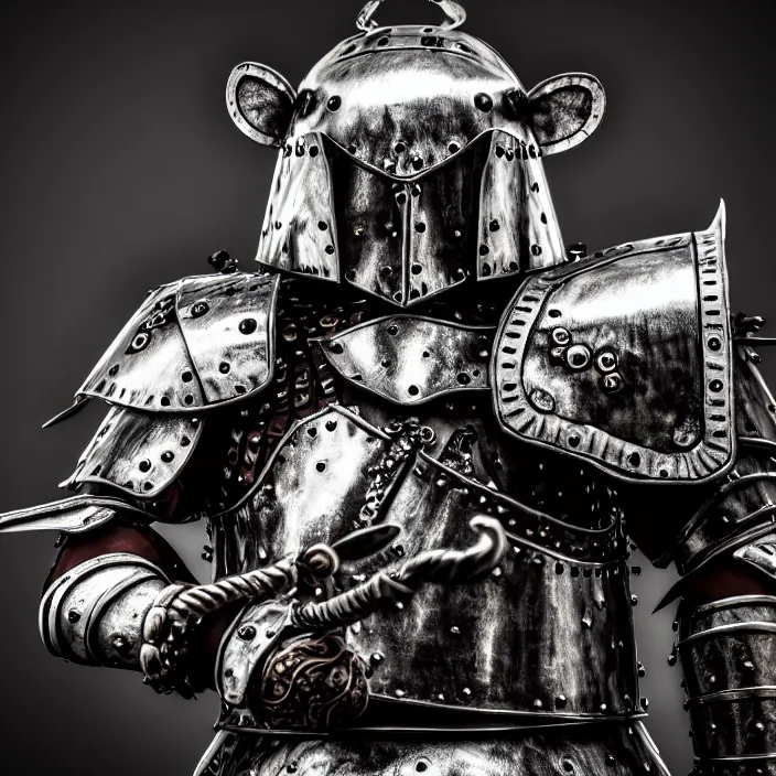 Prompt: photo of a warrior with metal bear themed armour, highly detailed, 4 k, hdr, smooth, sharp focus, high resolution, award - winning photo