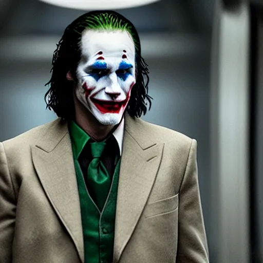 Image similar to film still of Keanu Reeves as joker in the new Joker movie