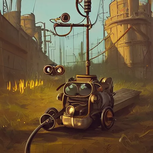 Prompt: a rat with steampunk googles, by simon stalenhag