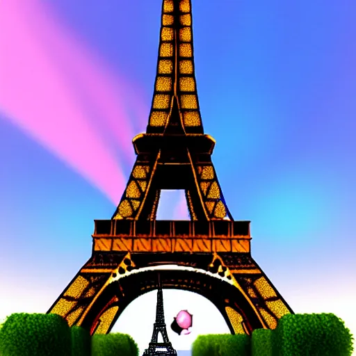 Prompt: Eiffel Tower as an anime girl