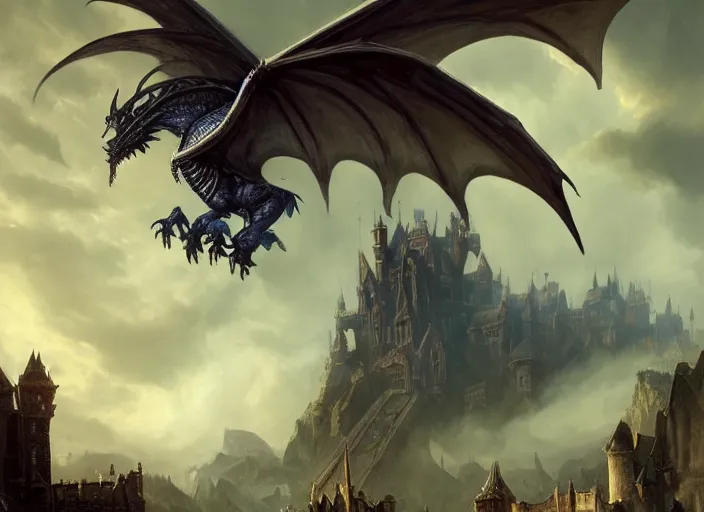 Prompt: winged dragon looming over a fantasy castle, amazing masterclass portrait of the, hearthstone splash art, deiv calviz, splash art, natural light, elegant, intricate, fantasy, atmospheric lighting, by greg rutkowski, hearthstone splash art, hd wallpaper, ultra high details, cinematic composition, professional master piece made in one year