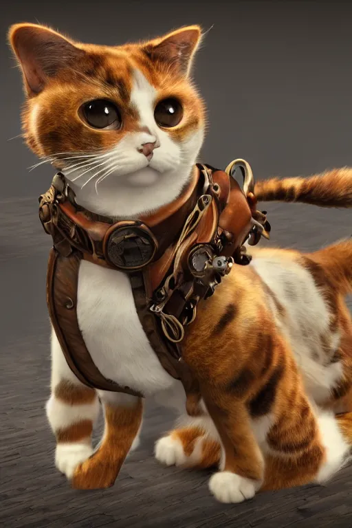 Prompt: A cute Steampunk calico cat, unreal engine, octane render