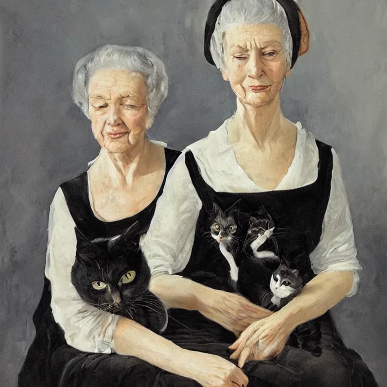 Image similar to Elegant portrait of the old cat lady.