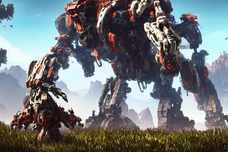 Image similar to stalker machine mecha animal beast robot of horizon forbidden west horizon zero dawn bioluminiscence global illumination ray tracing hdr fanart arstation by sung choi and eric pfeiffer and gabriel garza and casper konefal