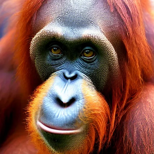 Prompt: orangutan selfie photograph, taken at walmart