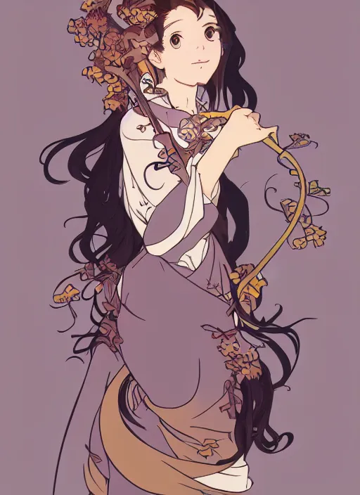 Image similar to photographer character design on white background, drawn by studio ghibli, alphonso mucha, lolish, trending on artstation