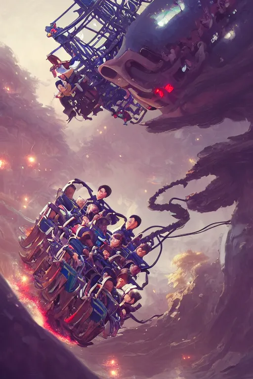 Image similar to joe biden on a roller coaster, full face, anime, fantastic details, pixiv, hyperdetailed unreal engine, stanley artgerm lau, wlop, rossdraws, james jean marc, simonetti ruan jia and mandy jurgens and artgerm and sakimichan, illustration, digital art, concept art, manga cover