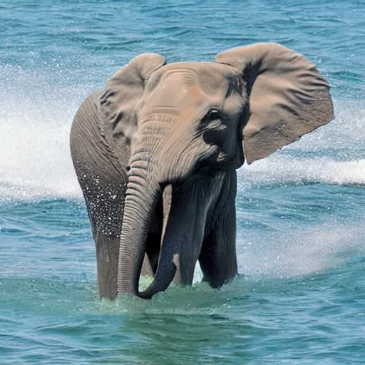 Image similar to half elephant half elephant, elephant with a dolphin face and dolphin features