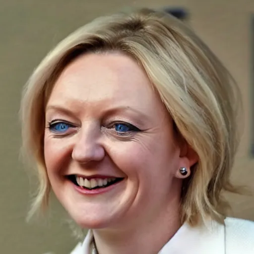 Prompt: A photo of Liz Truss as a reptilian, snake eyes, slit pupils, metallic scales