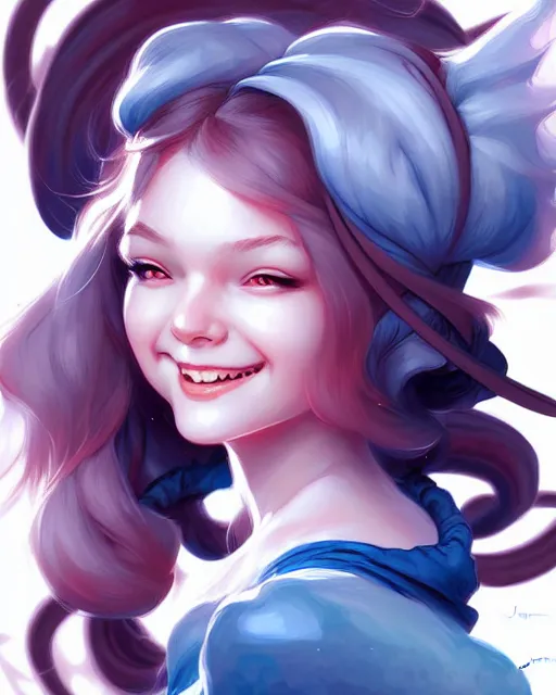 Image similar to digital art, fantasy portrait of smiling girl, by James Jean and by artgerm, by ross tran , ultradetailed, charachter design, concept art, trending on artstation,