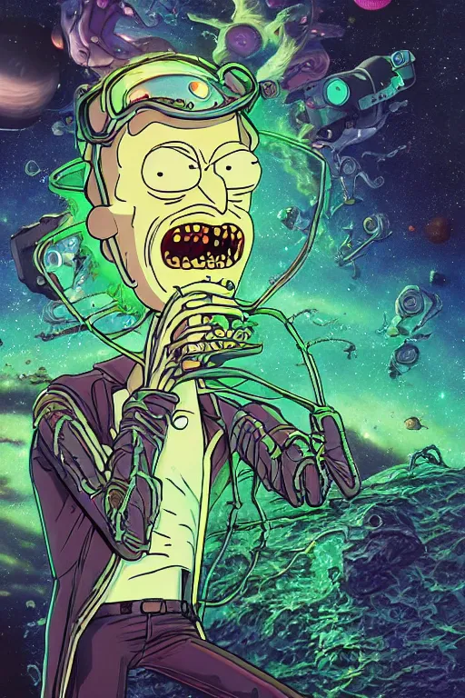 rick and morty fused with a lovecraft space astronaut | Stable ...