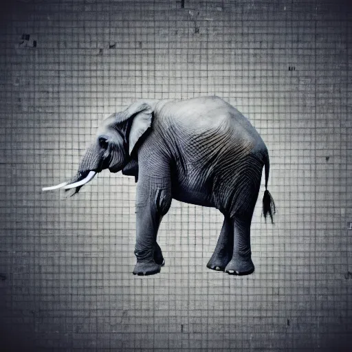 Prompt: A photo of an elephant, isometric view, transparent background, photography, stock photo