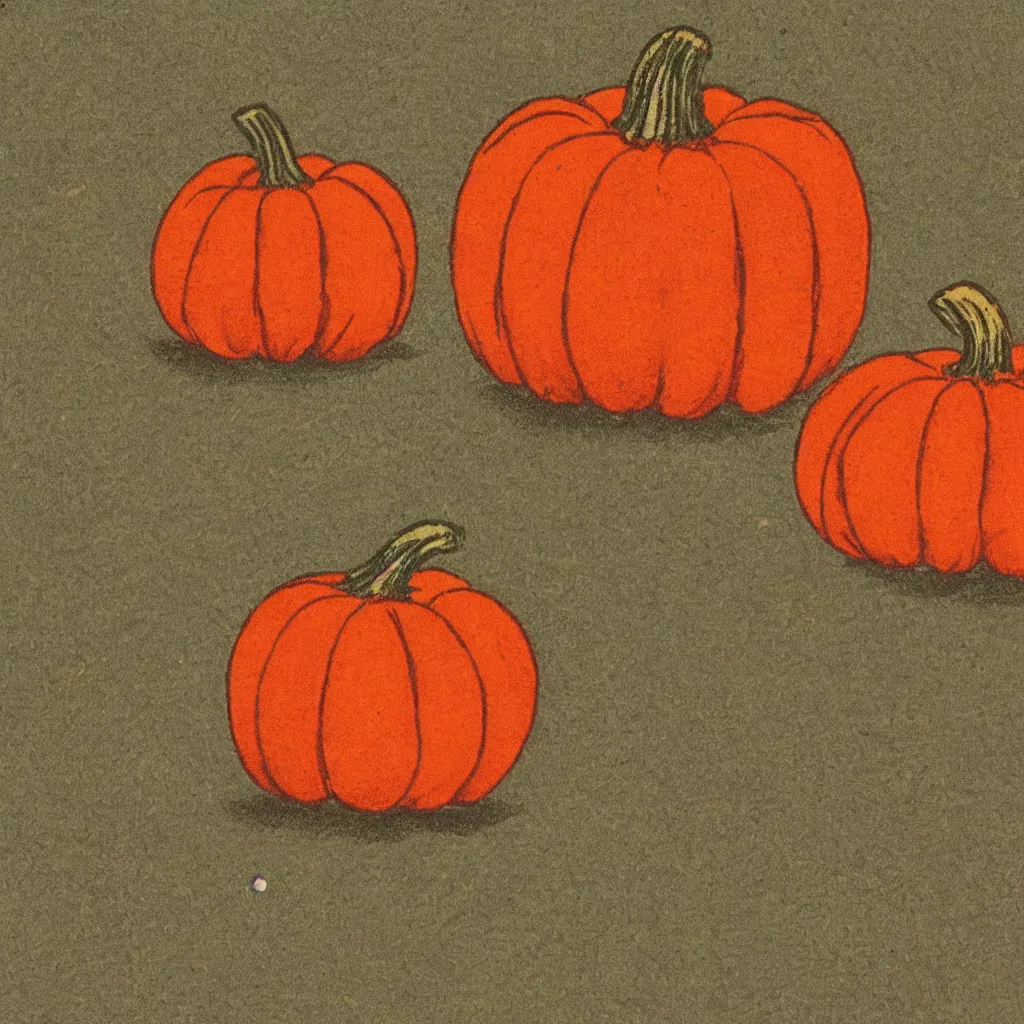 Image similar to vintage risograph of pumpkin, simple