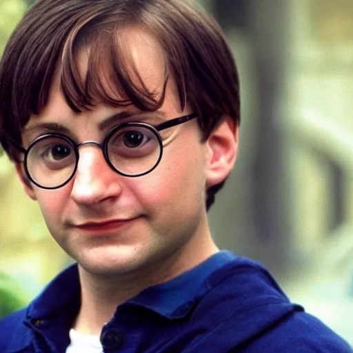 Prompt: tobey maguire as harry potter