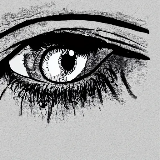 Prompt: illustration of a girls eyes with tears in them