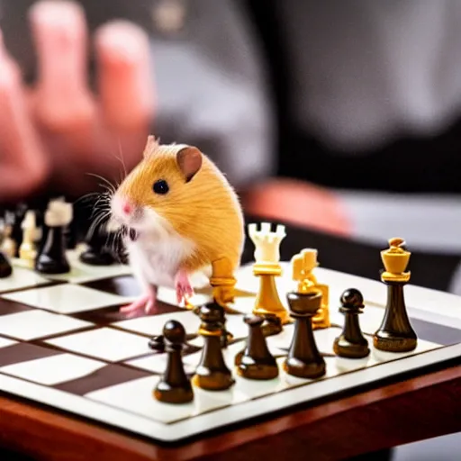 Image similar to a hamster playing chess