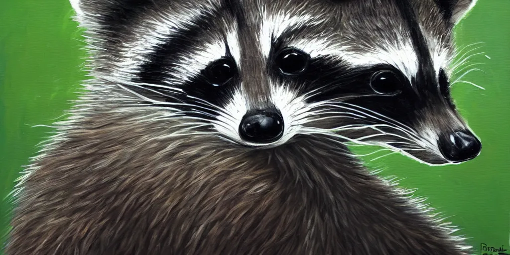 Image similar to raccoon profile picture, cute, painting, oil, 4k,