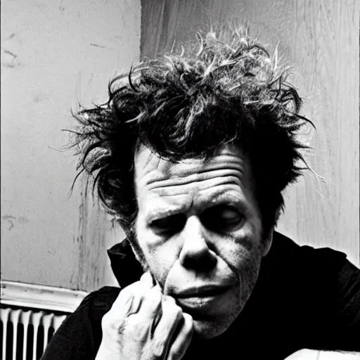 Prompt: tom waits in the style of daniel johnston
