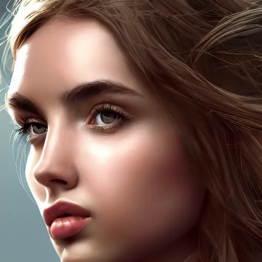 Image similar to a portrait of ana de armas as a pixar character, beautiful, elegant, extremely detailed digital art, trending on artstation hyper realistic matte painting, by wlop, artgerm