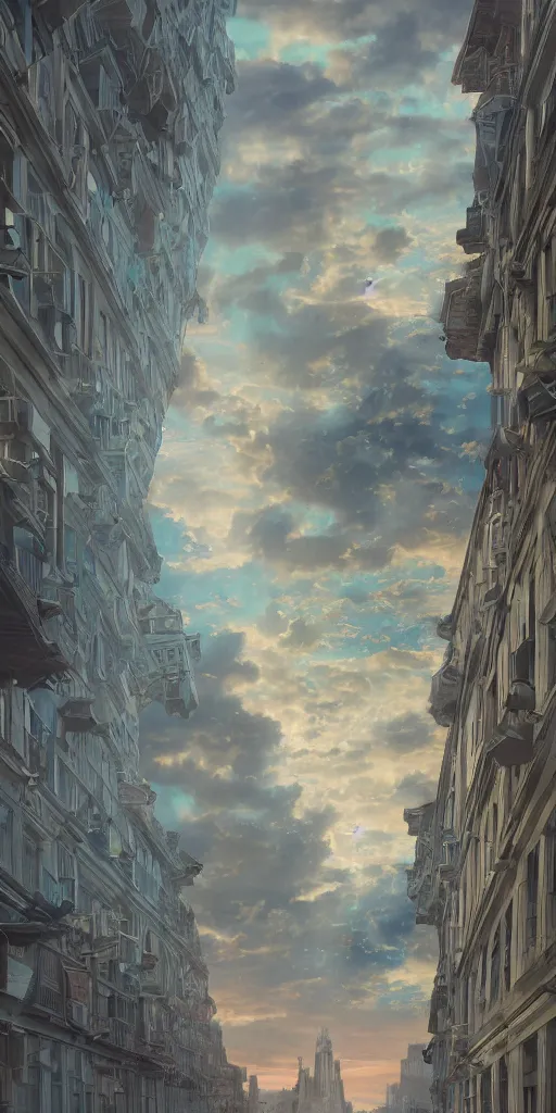 Image similar to city buildings made out of colored folded origami !paper, !origami, !city background, ethereal, fantasy, Lawrence Alma-Tadema, James Jean, oozium, peter morbacher, angelarium, alchemy, luxury, heavenly light, Soft illumination, Trending on artstation, Cinematic Lighting, very detailed, 3D, octane render, artgerm