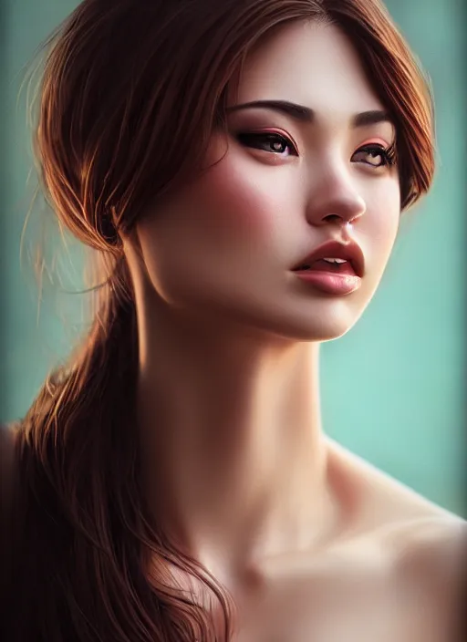 Image similar to photo of a gorgeous young woman in the style of stefan kostic, realistic, 1 / 2 body shot, 8 5 mm art lens, f 1. 2, sharp focus, 8 k high definition, insanely detailed, intricate, elegant, art by stanley lau and artgerm