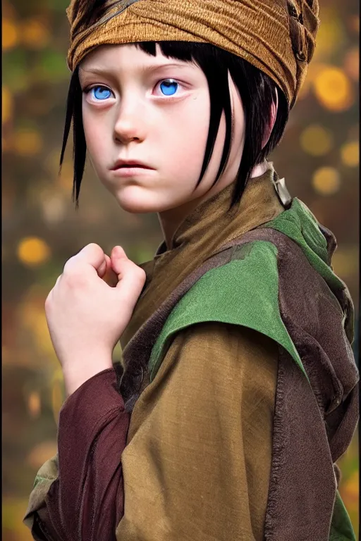 Image similar to photo, toph from avatar as fashion model, detailed perfect face, exquisite details, mid view, by peter caulson ed binkley lilia alvarado