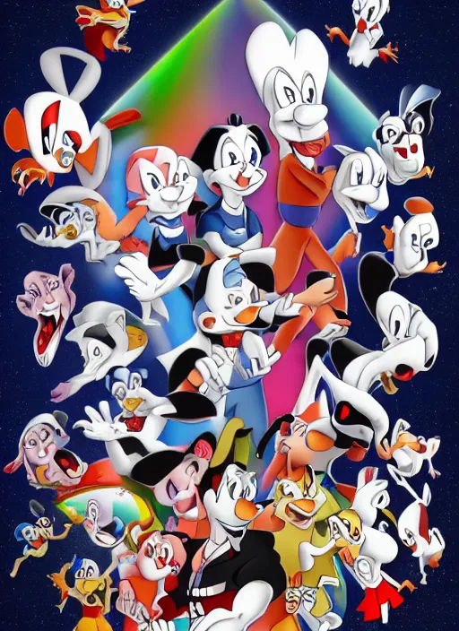 Image similar to a hyper realistic ultra realistic photograph of the animaniacs, highly detailed, 8k photo