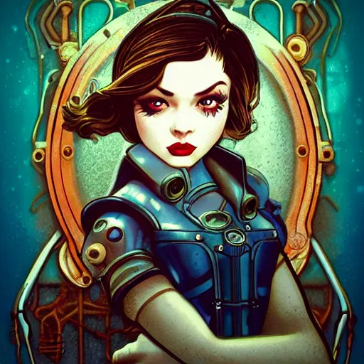 Image similar to lofi underwater steampunk bioshock instagram portrait, Pixar style, by Tristan Eaton Stanley Artgerm and Tom Bagshaw.