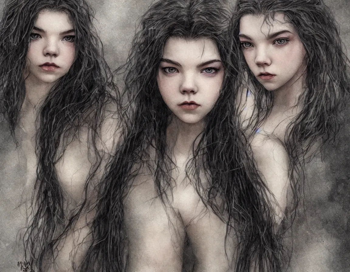 Image similar to portrait of anya taylor joy in the style of luis royo