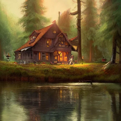 Image similar to brother grimms fairytale lakehouse rabbit digital art, irina french, heraldo ortega, mandy jurgens trending on artstation 8 k 1 5 0 mpx