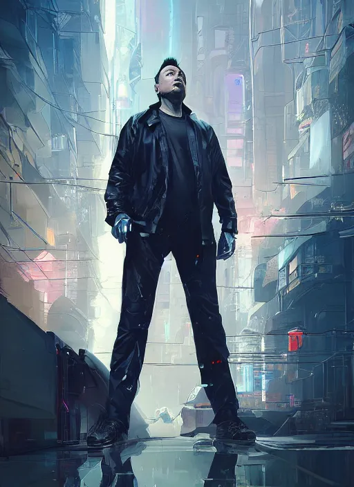 Prompt: a beautiful portrait of elon musk in cyberpunk city. character design by cory loftis, fenghua zhong, ryohei hase, ismail inceoglu and ruan jia. artstation, volumetric light, detailed, rendered in octane