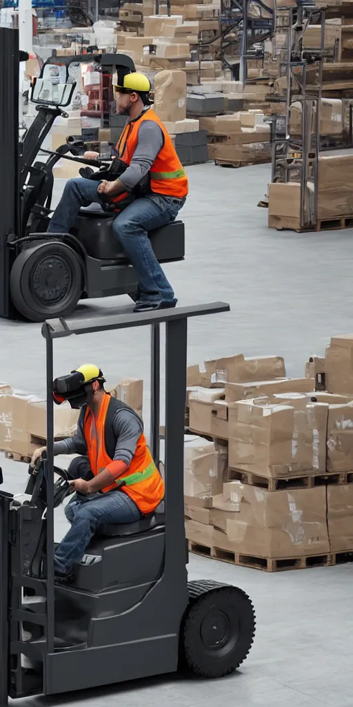 Image similar to forklift operator with a vr headset