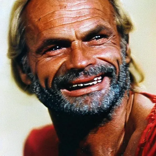 Prompt: terence hill becoming the anti christ, an elder being with a gaping endless mouth full of teeth - 9