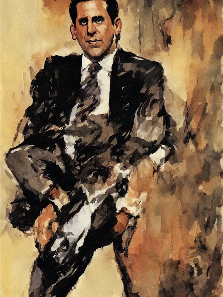 Image similar to portrait michael scott by frank frazetta