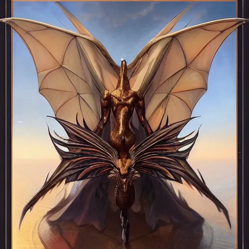 Image similar to Perfectly-centered portrait-photograph of a Winged Dragon, lifelike, super highly detailed, professional digital painting, artstation, concept art, smooth, sharp focus, extreme illustration, Unreal Engine 5, Photorealism, HD quality, 8k resolution, cinema 4d, 3D, beautiful, cinematic, art by artgerm and greg rutkowski and alphonse mucha and loish and WLOP