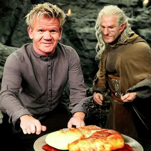 Image similar to gordon ramsay in lord of the rings followship of the ring